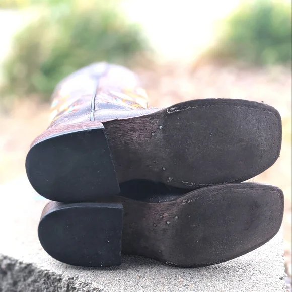 MACIE BEAN M9034 Glitterific brown leather floral embroidery cowgirl boots sz 6 - Picture 14 of 16